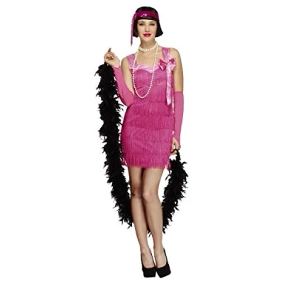 Image of Smiffys Fever Flapper Hotty Costume with Dress/ Headband and Gloves (M, Pink)
