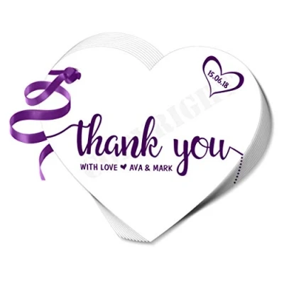 Image of 10 x Personalised Heart Wedding Favour Thank You Tags