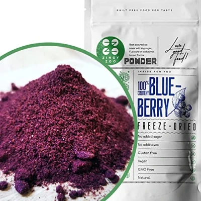 Image of Freeze Dried Wild Blueberry Powder 100% Vaccinium Myrtillus Pure Blueberries Fruit Milled to Bilberry Make Smoothies Bowls, Superfood Like Aronia, Acai Berry ZingyZoo