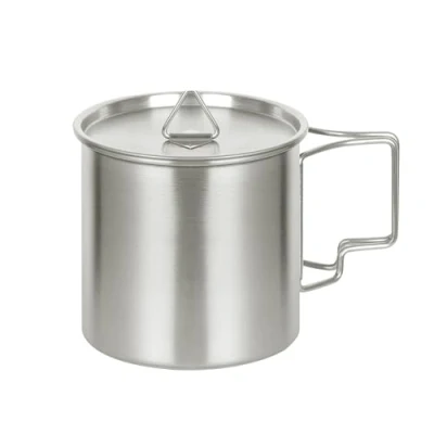 Image of SXSHUOSI Stainless Steel Mug Outdoor Camping Coffee Tea Cup Handle Folding with Lid (350 ml)
