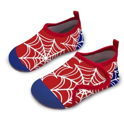 Image of Kids Water Shoes Boys Toddles Baby Beach Swim Aqua Pool Swimming Socks Quick Dry Non Slip for Children&#039;s Barefoot Shoes（Cobweb Red Blue 34/35）