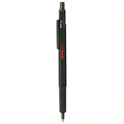 Image of rOtring 600 Ballpoint Pen Medium Point Black Ink Green Barrel Refillable