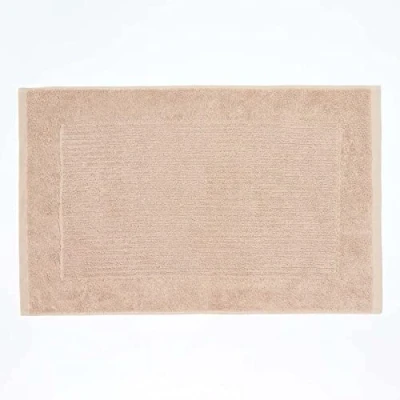 Image of HOMESCAPES Imperial Plain Stone Beige Bath Mat 50 x 80 cm Super Soft Bathroom 100% Turkish Cotton Shower