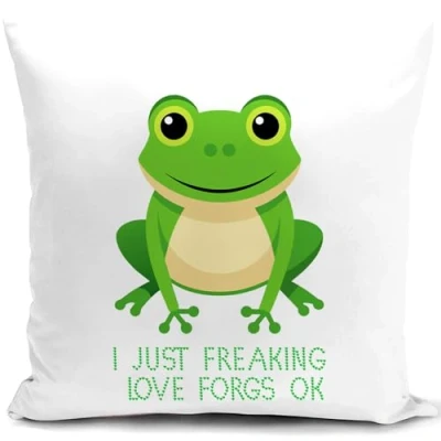 Image of HUASHUZI Cushion Cover Frog Gifts for Women Kids Childrens Boy Decorations Throw Pillow Case Decor Home Livingroom Couch Sofa 18&quot;x18&quot;(45x45cm)