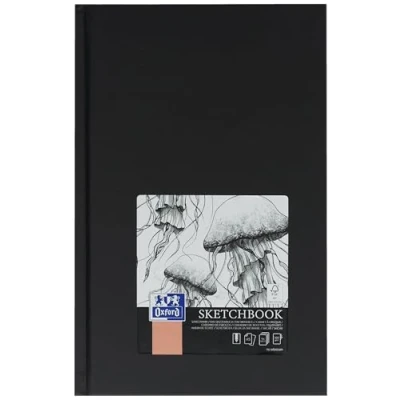 Image of Oxford Sketchbook A5 Hardcover Case Bound Stitched 96 Sheets 100 g Black Pack of 5