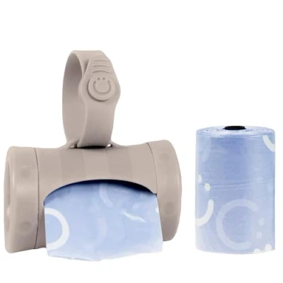 Image of Ubbi Retractable On the Go Bag Dispenser for Baby Travel, Diaper Accessory Must Have Newborns, Helpful Accessory, Taupe