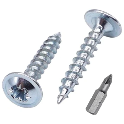 Image of SKIR&#039;CO (100 pcs) Zinc Plated Steel 3.5 x 20 mm Silver Wood Screws, Metal Wafer Head, Pozidriv, Self Tapping
