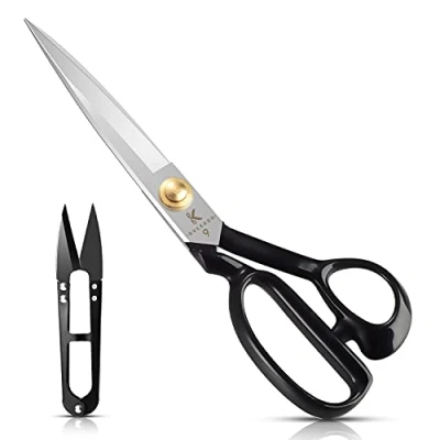 Image of BVEKADO Sewing Scissors 9 Inch, Fabric Dressmaker Heavy Duty Shears for Tailors Dressmaking, Professional Upholstery Crafting Cutting Leather Paper(High carbon Steel) White