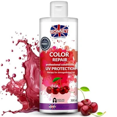 Image of RONNEY Hair Conditioner for Coloured with Cherry Extract Split End Treatment, UV Protection Professional Colour Repair Damaged Deep Conditioning Treatment 300ml