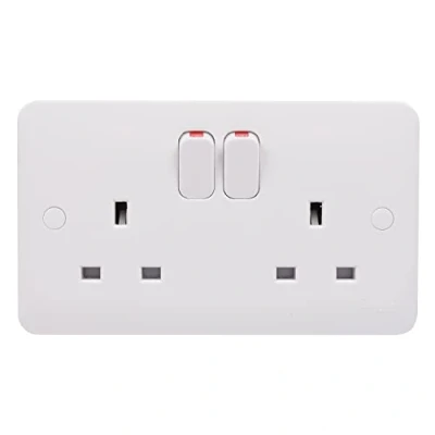 Image of Schneider Electric Lisse White Moulded Switched Double Power Socket, Pole, 13A,GGBL3020DS,