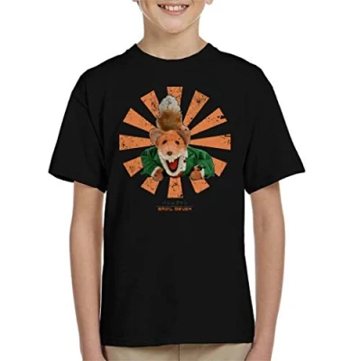 Image of Cloud City 7 Basil Brush Retro Japanese Kid&#039;s T Shirt Black