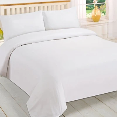 Image of Brentfords Plain Dyed Duvet Cover Quilt Bedding Set With Pillowcase, White King