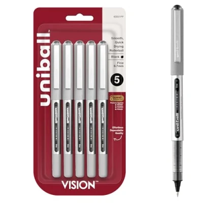 Image of Uni ball Vision Stick Roller Pens, Fine Point, Black Ink by