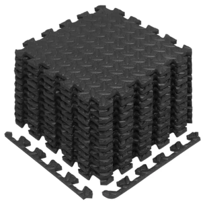 Image of Yes4All KAL0 Mat Interlocking Floor, Solid, A. 12 Square Feet (12 Tiles) Black, 12sqft (12&#039;&#039; x 12&#039;&#039;)