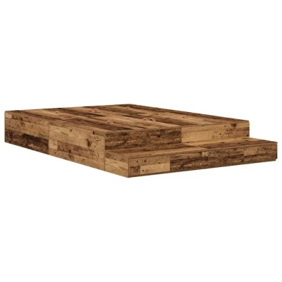 Image of vidaXL Storage Bed Frame Old Wood 140 x 200 cm Material Lots of Space Modern Design Easy Assembly Indoor Bedroom Furniture Stylish