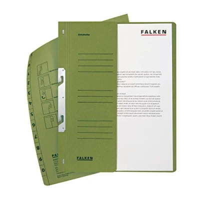 Image of Exacompta Ref 80004013001F FALKEN Hook in Top Down Flat Files A4 (210 x 297mm) Size, Half Cover for Identification, 250gsm Recycled Manilla Green (Pack of 50)