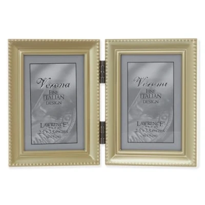 Image of Lawrence Frames Bead Border Design, 2.5x3.5 Double, Satin Gold