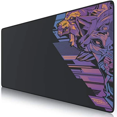 Image of TITANWOLF XXL speed Gaming Mouse mat Pad 900 x 400mm mousepad table large size improved precision and rubber base for stable grip on smooth surfaces non slip