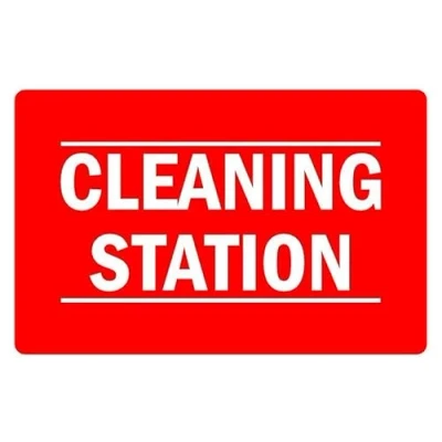 Image of Cleaning station safety sign 1mm flexible Plastic (600mm x 400mm)