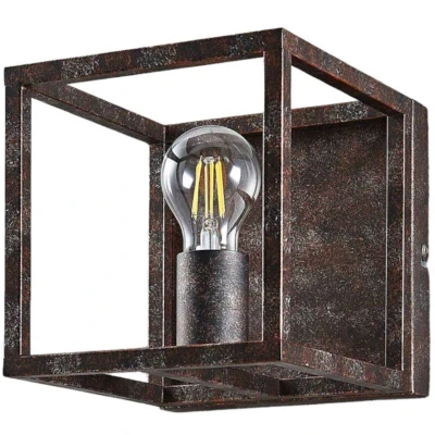Image of Lindby Emin wall lamp, width 18 cm, rust coloured, metal