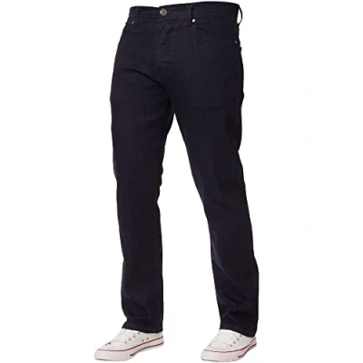 Image of Enzo Mens Classic Straight Leg Regular Fit Twill Denim Jeans 44W X 30L Blue