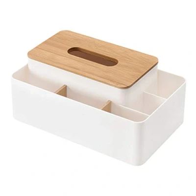 Image of Tissue Box Holders Rectangular Bamboo Cap Cover Dispenser for Home Office Car