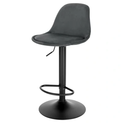 Image of Lestarain Bar Stool Height Adjustable Stool, Breakfast Chair Kitchen Velvet Barstool with Footrest, Swivel, Backrest, Metal Base, High Dark Grey, LBAI74002 1 UK