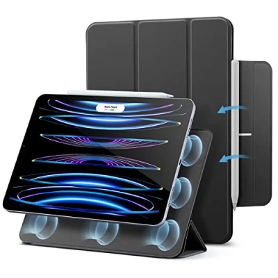 Image of ESR for iPad pro 11 inch Case, Rebound Magnetic Case,iPad case (2022/2021/2020), Convenient Attachment, Two Way Stand, Full Pencil 2 Support,Auto Sleep/Wake, Black