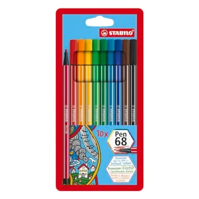 Image of Premium Fibre Tip Pen STABILO 68 Pack of 10 Assorted Colours