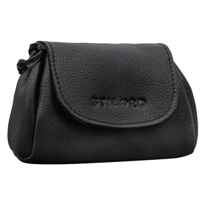Image of STILORD &#039;Bronn&#039; Leather Pouch Small Vintage Purse for Money and Key Coin Bag Women Men Mini Cash Wallet Genuine Leather, Colour:Black
