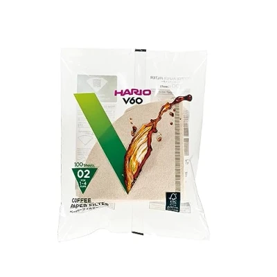 Image of Hario V60 Filter Papers Paper Coffee Filters for Dripper, Compatible with Size 02, Natural, 100 Pack