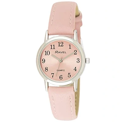 Image of Ravel Women&#039;s Pastel Coloured Everyday Watch (27mm case) Pink/Silver Tone