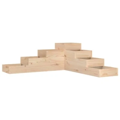 Image of vidaXL 4 Tier Garden Planter Outdoor L Shaped Wooden Plant Holder for Corner Spaces, Made of Solid Pine Wood Large Size 106x104.5x36 cm, Brown