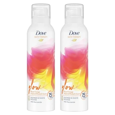 Image of Dove Bath Therapy Glow Shower and Shave Mousse with Orange Spiced Rhubarb Scent Vegan, Cruelty Free Creamy Texture Body Wash Make Your Skin Soft Re energised 200ml, 2 Pack