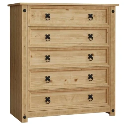 Image of Vida Designs Corona, Chest Of Drawers, 5 Drawer, Solid, Pine Wood