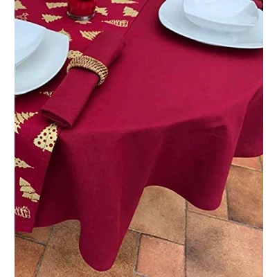 Image of 55x98&quot; WINE CHRISTMAS OVAL TABLECLOTH (8 SEATER)