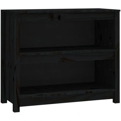 Image of vidaXL Book Cabinet Black 80x35x68 cm Solid Wood Pine