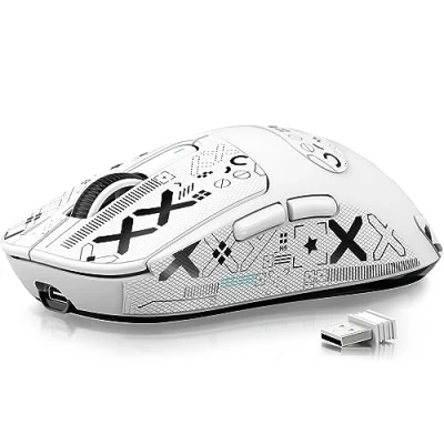 Image of ATTACK SHARK X3 49g SUPERLIGHT Mouse with Tape, PixArt PAW3395 Gaming Sensor, BT/2.4G Wireless/Wired Mouse, 6 Adjustable DPI 26000, 200 Hrs Battery, Office Mice for Win11/Xbox/PS/Mac (White)