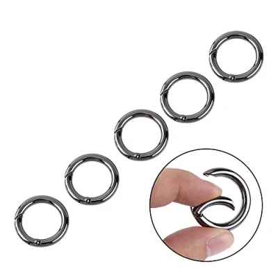 Image of FILFEEL 15PCS Carabiner Spring Snap Clips, Zinc Alloy Round Ring Buckle Locking Hook Keychain Keyring