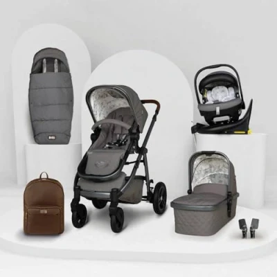 Image of Cosatto 3 in 1 Travel System, Wow Birth to 25kg, Duo Direction Compact Fold, Carrycot, Seat Unit, ADAC Tested iSize Car Seat, Rotating ISOFIX Base, Adapters, Footmuff &amp; Backpack (Bobtail)