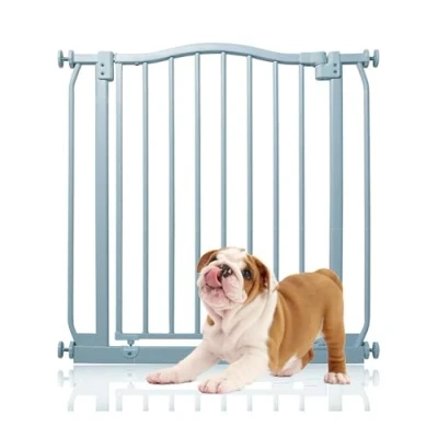 Image of Bettacare Curved Top Dog Gate, 71cm 80cm, Matt Grey, Pressure Fit Pet Gate for and Puppy, Barrier, Easy Installation
