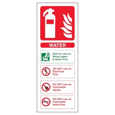 Image of V Safety Water Id Fire Extinguisher Sign 75mm x 200mm 1mm Rigid Plastic