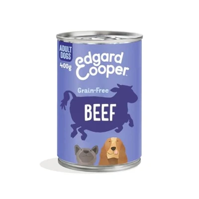 Image of Edgard &amp; Cooper Adult Wet Dog Food Tins Beef ( 6 x 400g tin), Grain Gluten Free, Natural ingedients fresh meat, full of essential amino acids for healthy insides