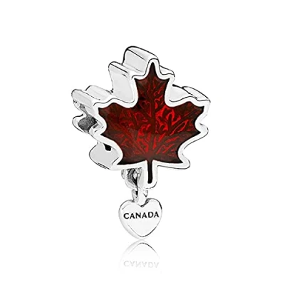 Image of ZHANGCHEN 925 Sterling Silver Bead Red Maple Leaf Canada Dangle Charm Fit Fashion Women Pandora Bracelet Bangle Gift DIY Jewelry