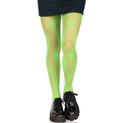 Image of Leg Avenue Women&#039;s Alien Net Tights Costume Hosiery, Green, One Size