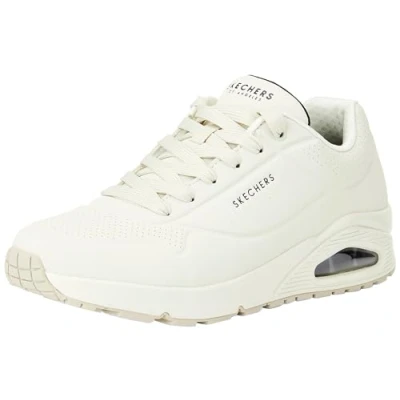 Image of Skechers Men&#039;s Uno Stand on Air Sneaker, Off White Durabuck Mesh, 7.5 UK