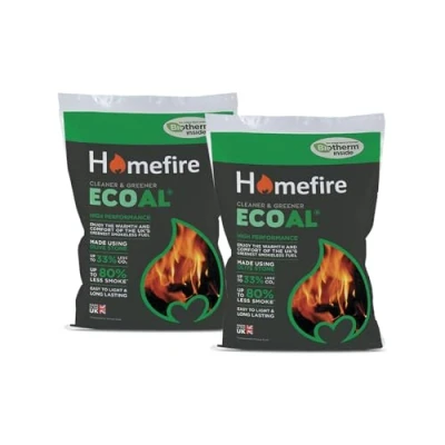 Image of Homefire Ecoal Smokeless Coal for Wood Burners, Open Fires, Multi fuel Stoves, 10 kg (Pack of 2)