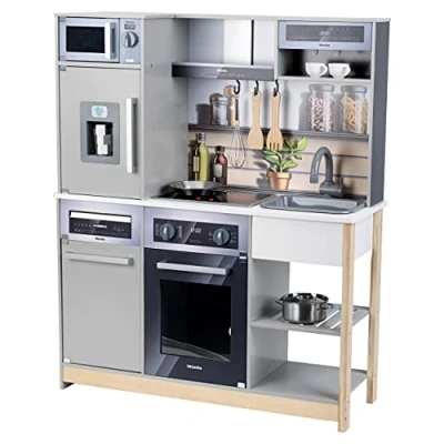 Image of Theo Klein 7194 Miele Family kitchen I Wood With stove including light and sound function play accessories Toys for children aged 3 over