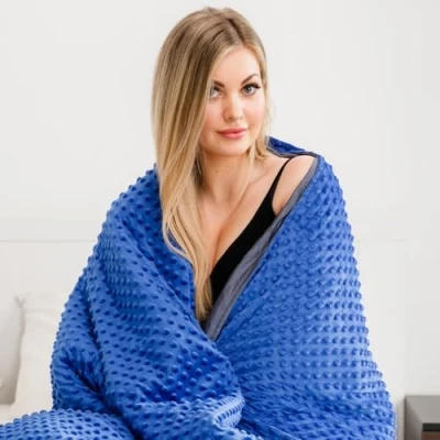 Image of Premium Weighted Blanket Adult Size 6.8kg: Fall Asleep Faster Anxiety with All Season Use Removable Washable Cover, 300 Thread Count Cotton Shell Gravity Blankets (122x183cm)
