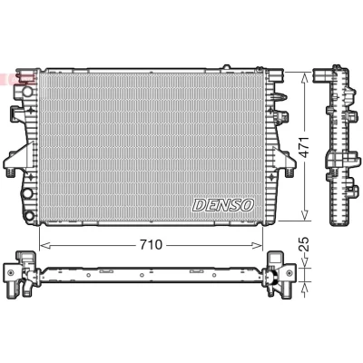 Image of 7H0121253F, 7H0121253K Engine radiator DENSO DRM32039 710mm 495mm 25mm VOLKSWAGEN: Transporter 5, 5 Bus,